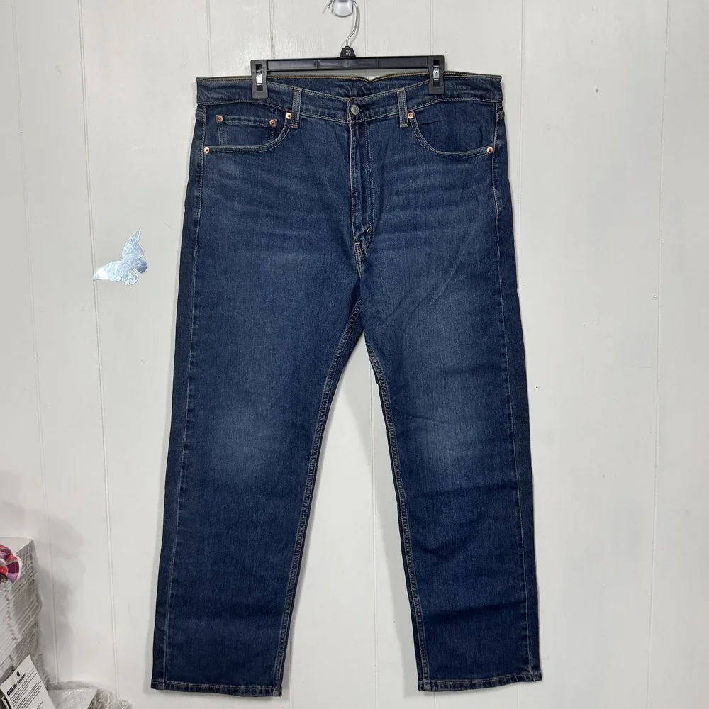 Levis 505 Jeans Mens 38x30 Blue Medium Wash Straight Leg WaterLess Denim Pants